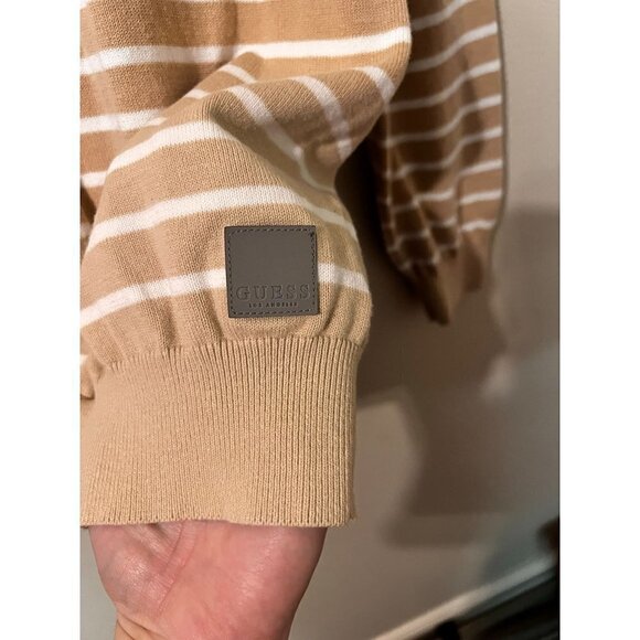 Women's Guess Brand White & Beige Striped Sweater Size M [EXCELLENT] - Picture 4 of 6